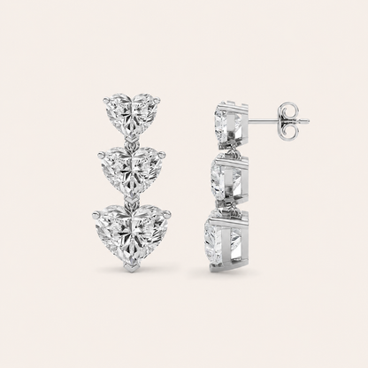 16CT Heart Cut Lab Grown Diamond Earrings