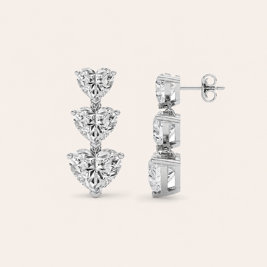 16CT Heart Cut Lab Grown Diamond Earrings