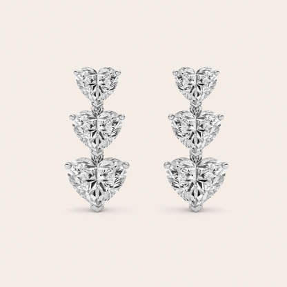 16CT Heart Cut Lab Grown Diamond Earrings