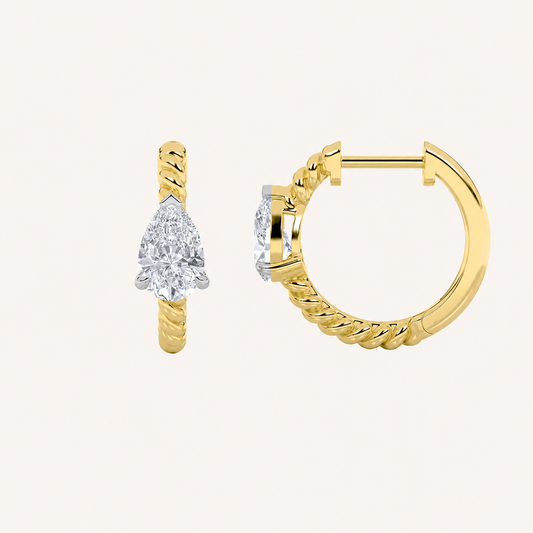 1CT Pear Cut Lab Grown Diamond Hoop Earrings