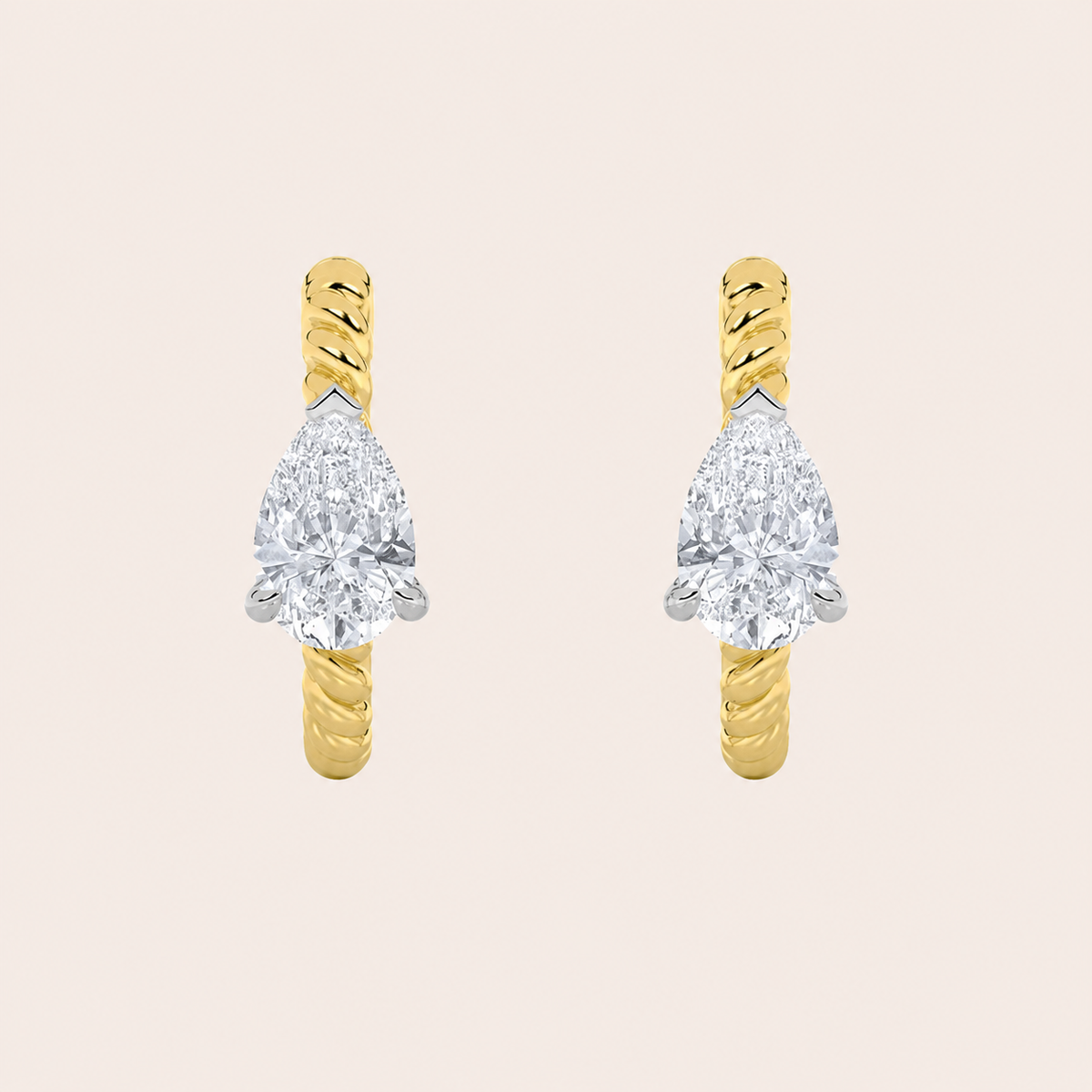 1CT Pear Cut Lab Grown Diamond Hoop Earrings