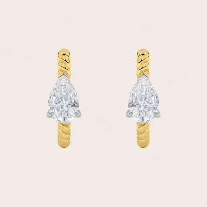 1CT Pear Cut Lab Grown Diamond Hoop Earrings