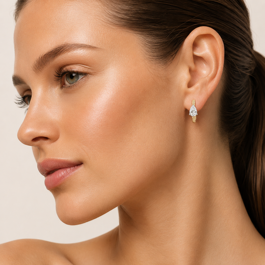 1CT Pear Cut Lab Grown Diamond Hoop Earrings