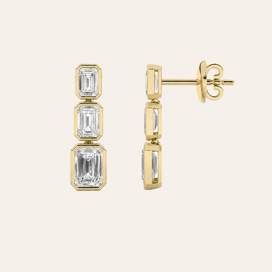 5CT Emerald Cut Lab Grown Diamond Earrings