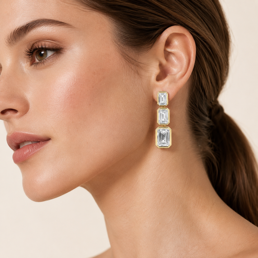 5CT Emerald Cut Lab Grown Diamond Earrings