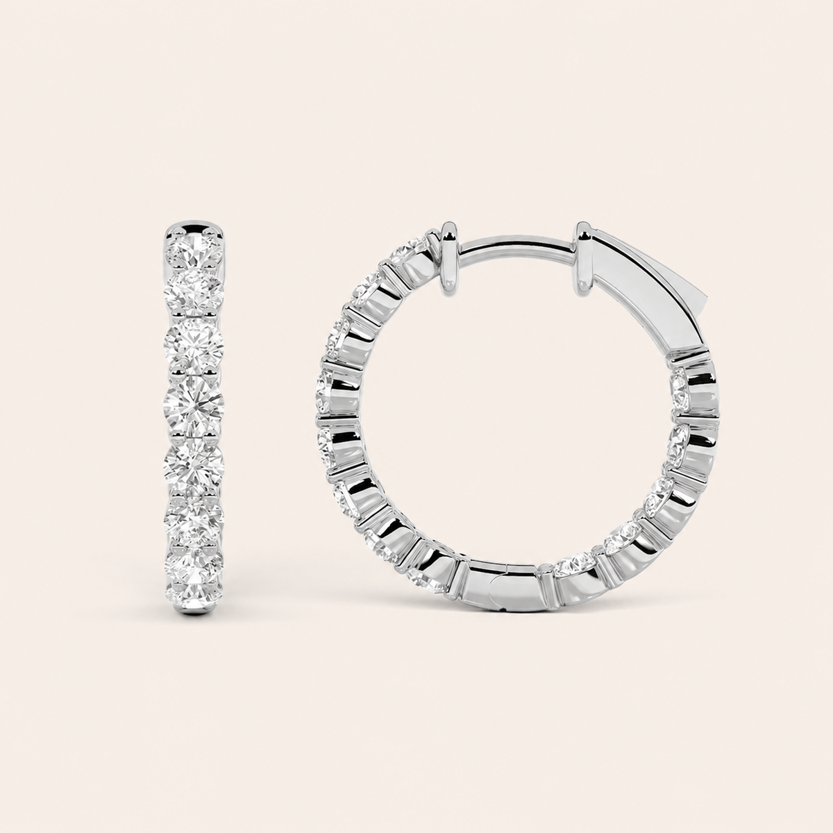 8CT Round Cut Lab Grown Diamond Inside Out Hoop Earrings