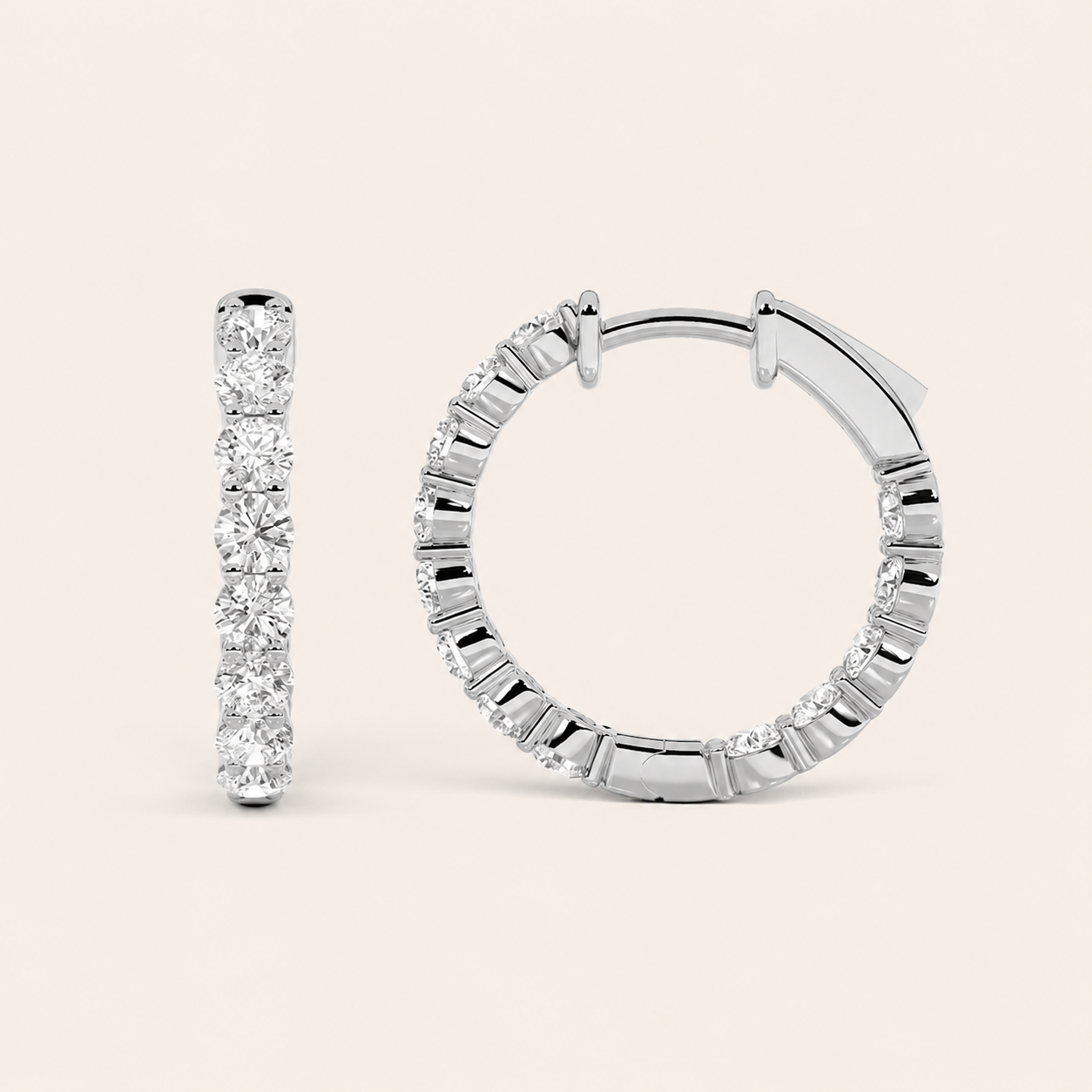 8CT Round Cut Lab Grown Diamond Inside Out Hoop Earrings