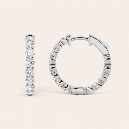 8CT Round Cut Lab Grown Diamond Inside Out Hoop Earrings