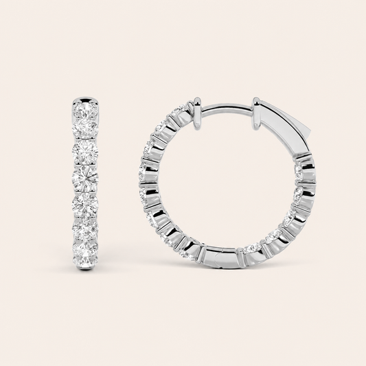 8CT Round Cut Lab Grown Diamond Inside Out Hoop Earrings