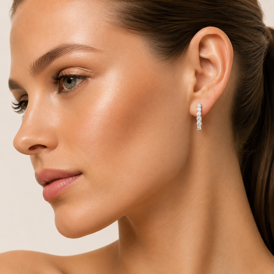 8CT Round Cut Lab Grown Diamond Inside Out Hoop Earrings