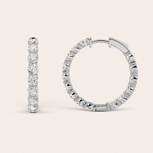 10CT Round Cut Lab Grown Diamond Inside Out Hoop Earrings
