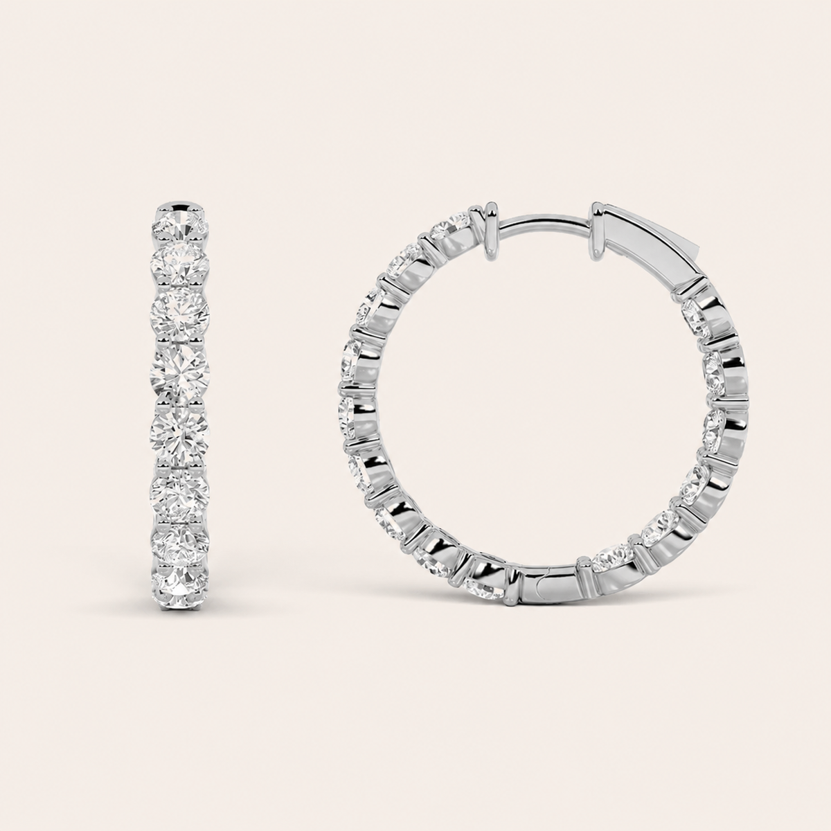 6CT Round Cut Lab Grown Diamond Inside Out Hoop Earrings