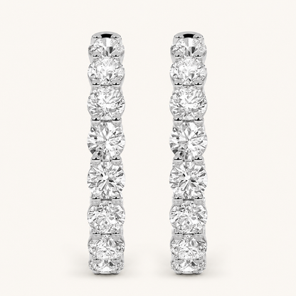 10CT Round Cut Lab Grown Diamond Inside Out Hoop Earrings
