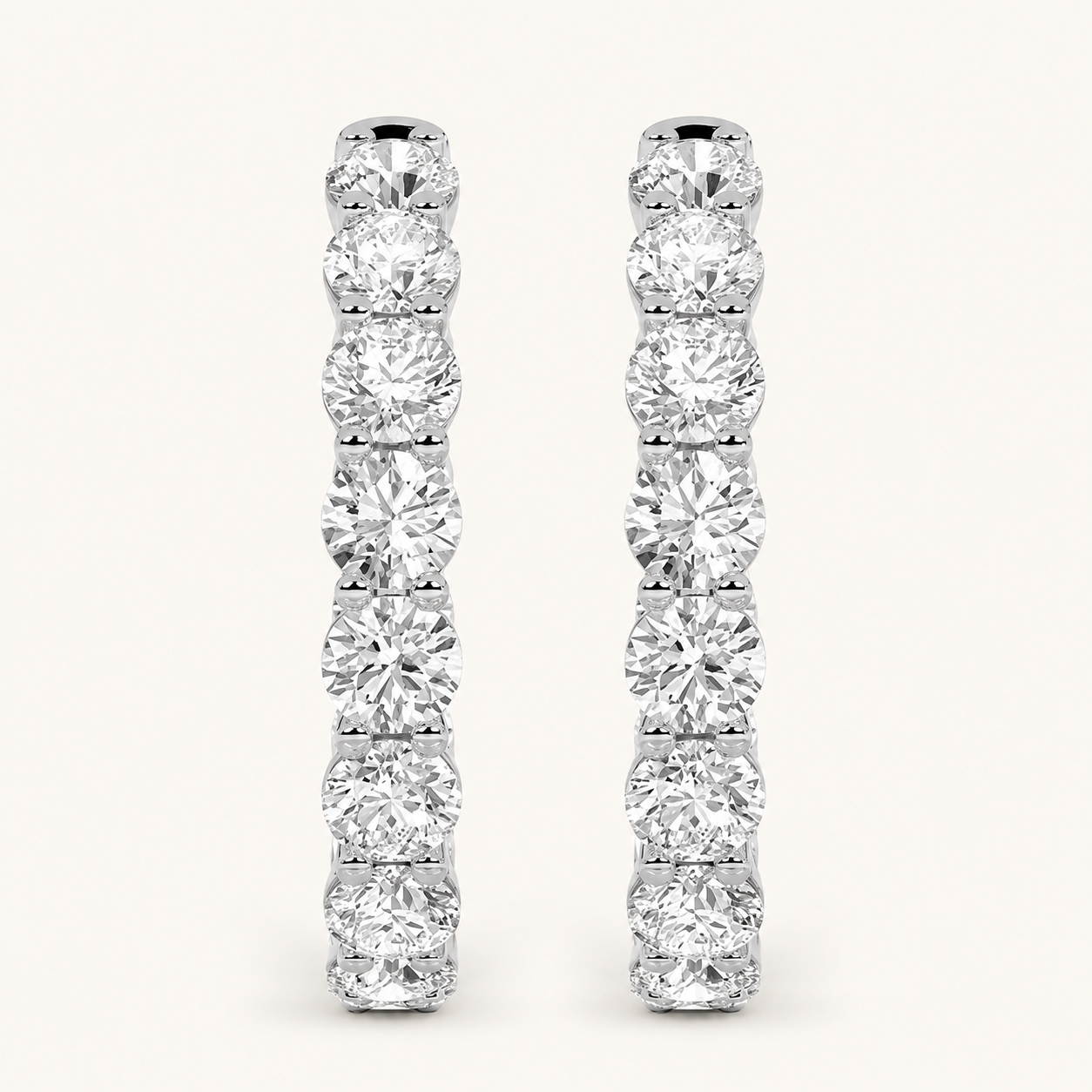6CT Round Cut Lab Grown Diamond Inside Out Hoop Earrings
