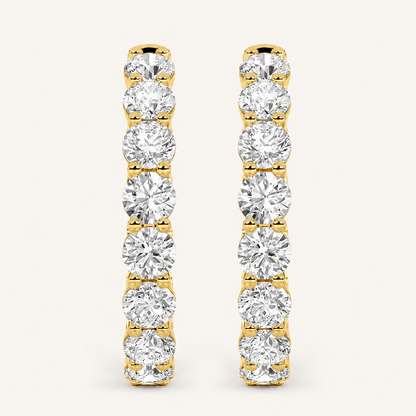 6CT Round Cut Lab Grown Diamond Inside Out Hoop Earrings
