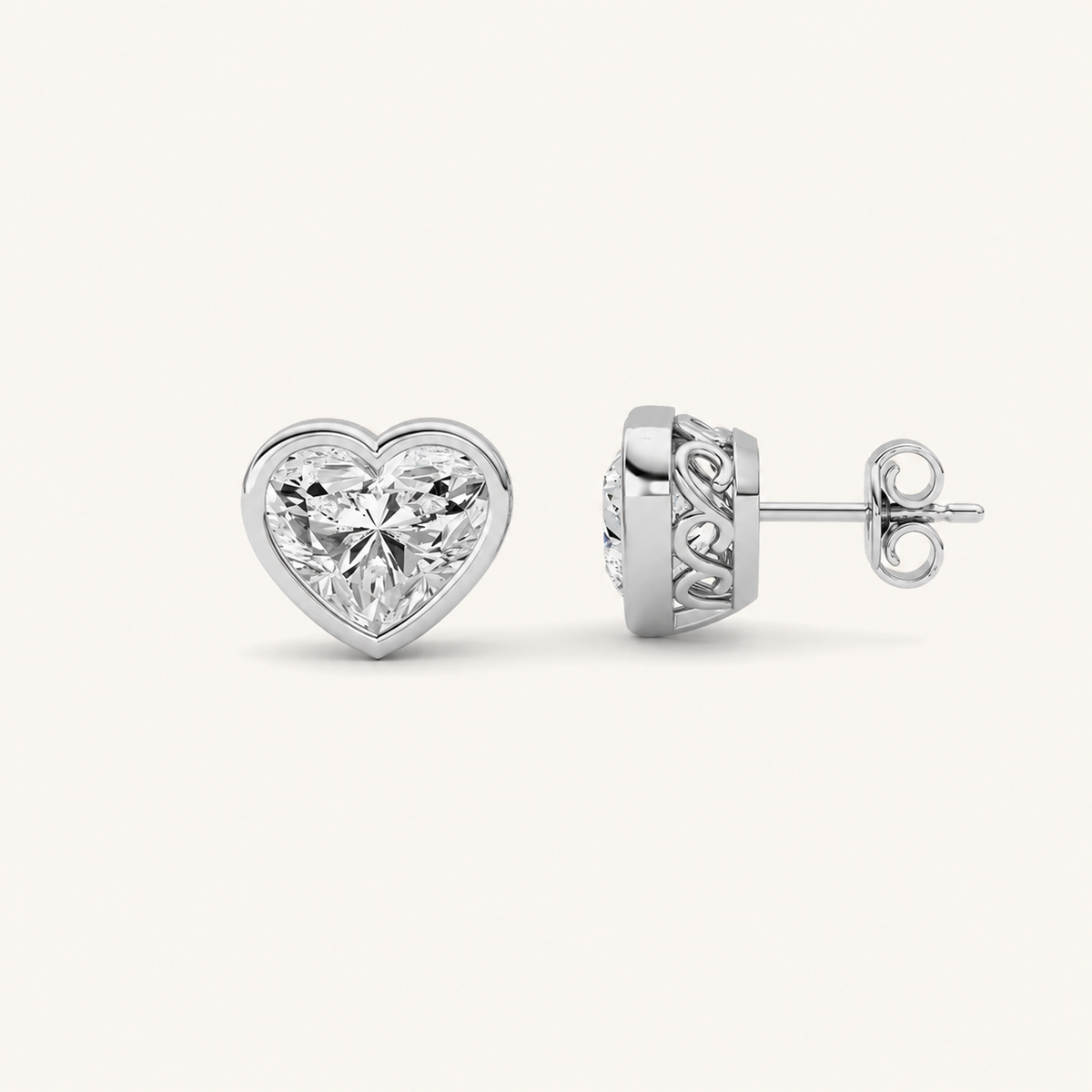 6CT Heart Cut Lab Grown Diamond Stud Earrings