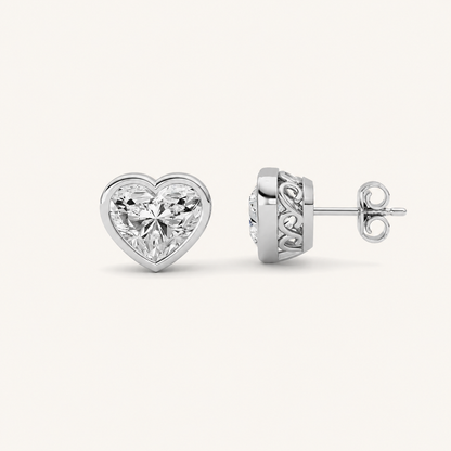 6CT Heart Cut Lab Grown Diamond Stud Earrings