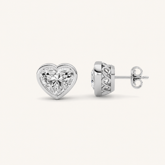 6CT Heart Cut Lab Grown Diamond Stud Earrings