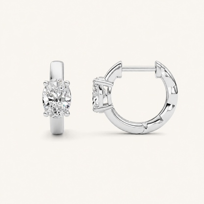 1CT Oval Cut Lab Grown Diamond Huggie Earrings