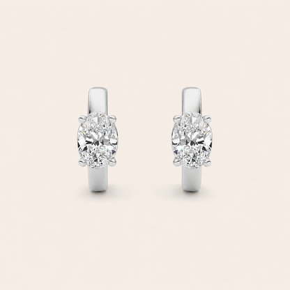1CT Oval Cut Lab Grown Diamond Huggie Earrings