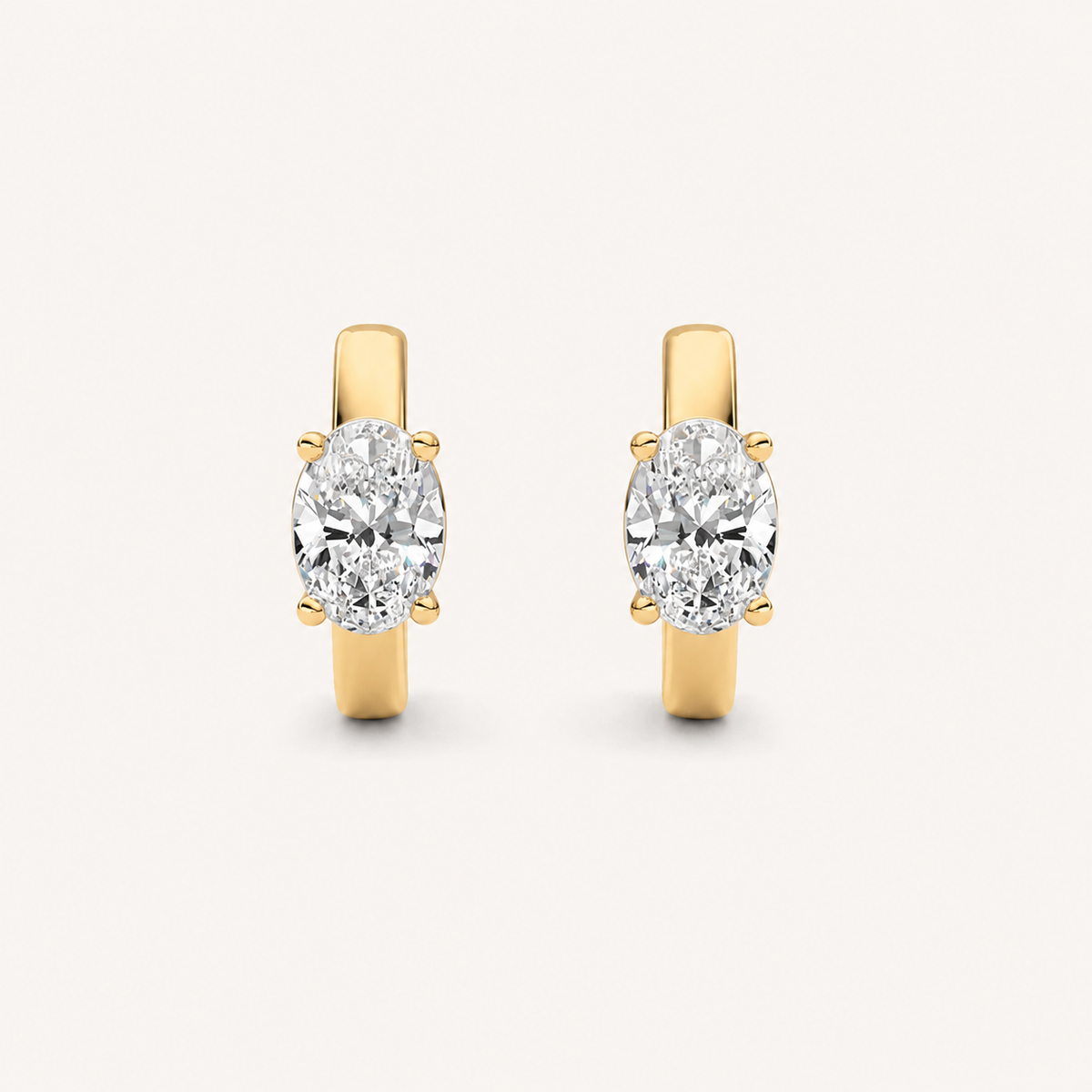 1CT Oval Cut Lab Grown Diamond Huggie Earrings
