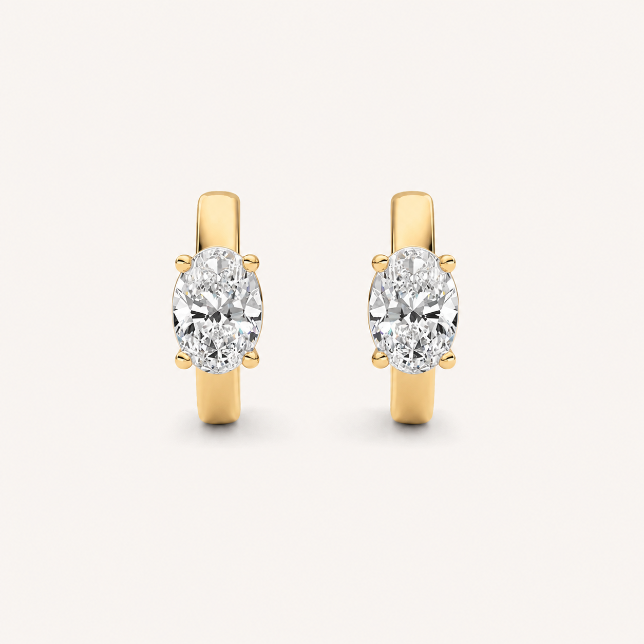 1CT Oval Cut Lab Grown Diamond Huggie Earrings