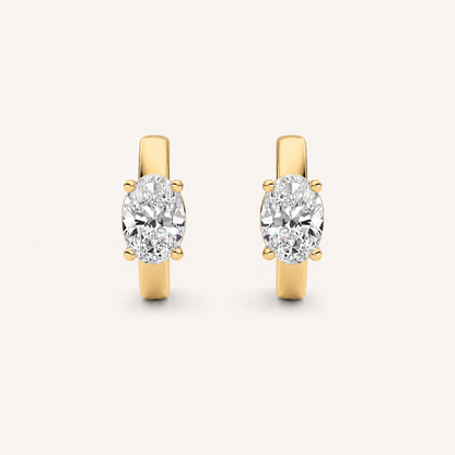 1CT Oval Cut Lab Grown Diamond Huggie Earrings