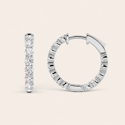 5CT Round Cut Lab Grown Diamond Inside Out Hoop Earrings