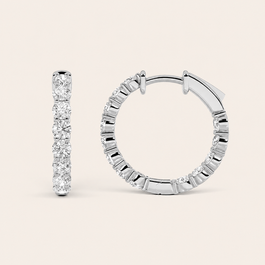 5CT Round Cut Lab Grown Diamond Inside Out Hoop Earrings