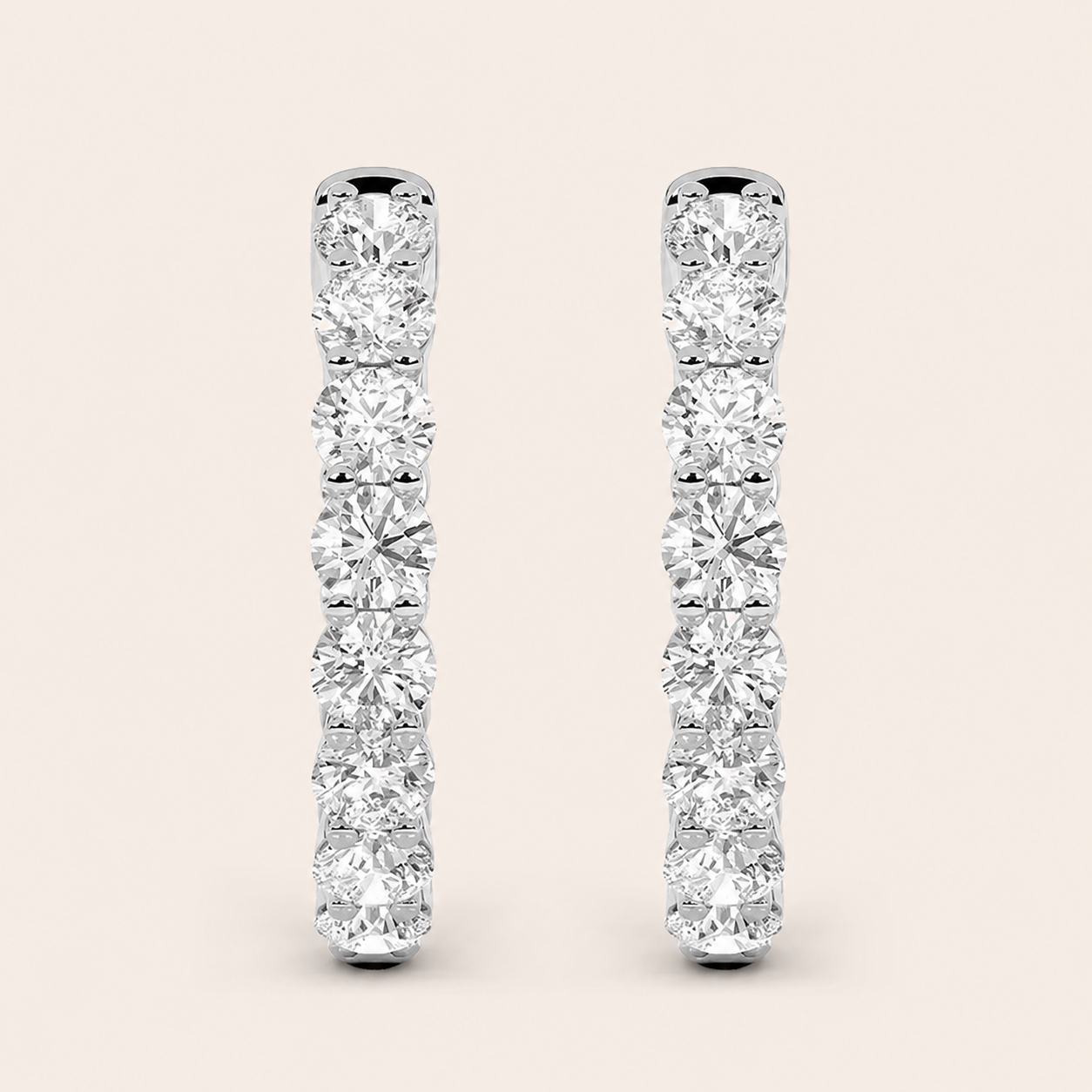 5CT Round Cut Lab Grown Diamond Inside Out Hoop Earrings
