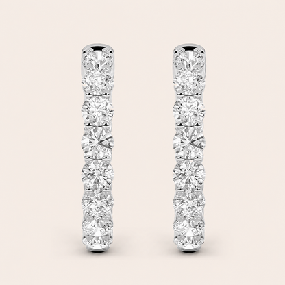 7CT Round Cut Lab Grown Diamond Inside Out Hoop Earrings