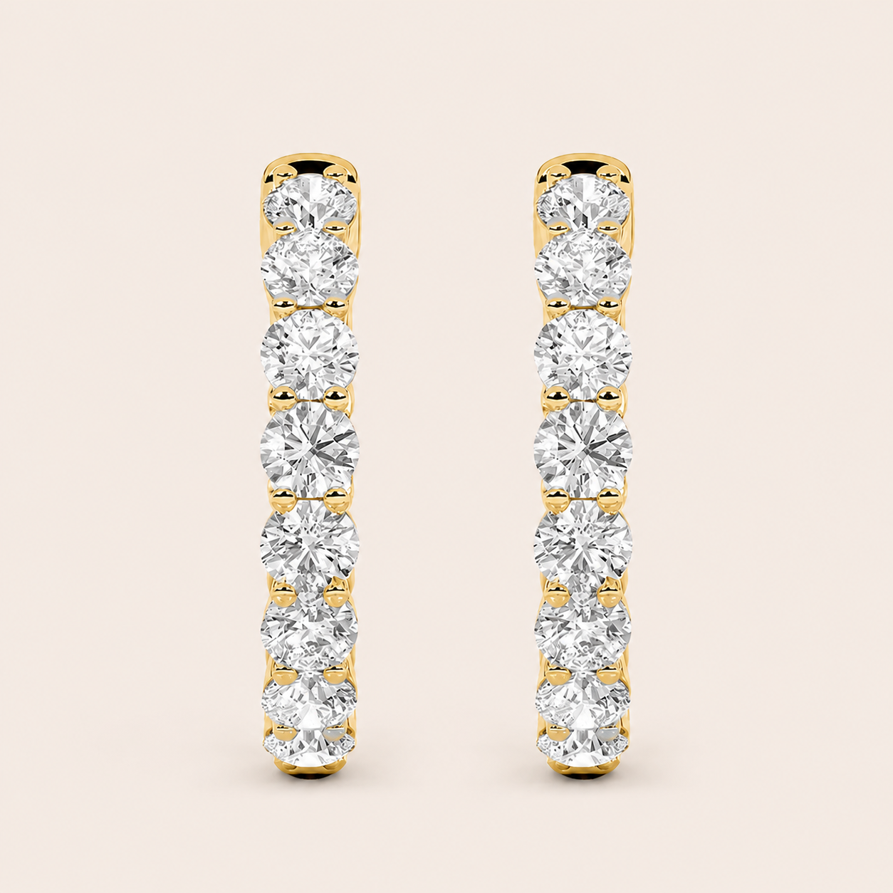 5CT Round Cut Lab Grown Diamond Inside Out Hoop Earrings