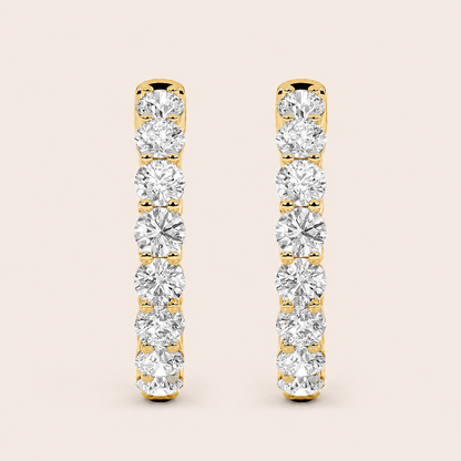 5CT Round Cut Lab Grown Diamond Inside Out Hoop Earrings