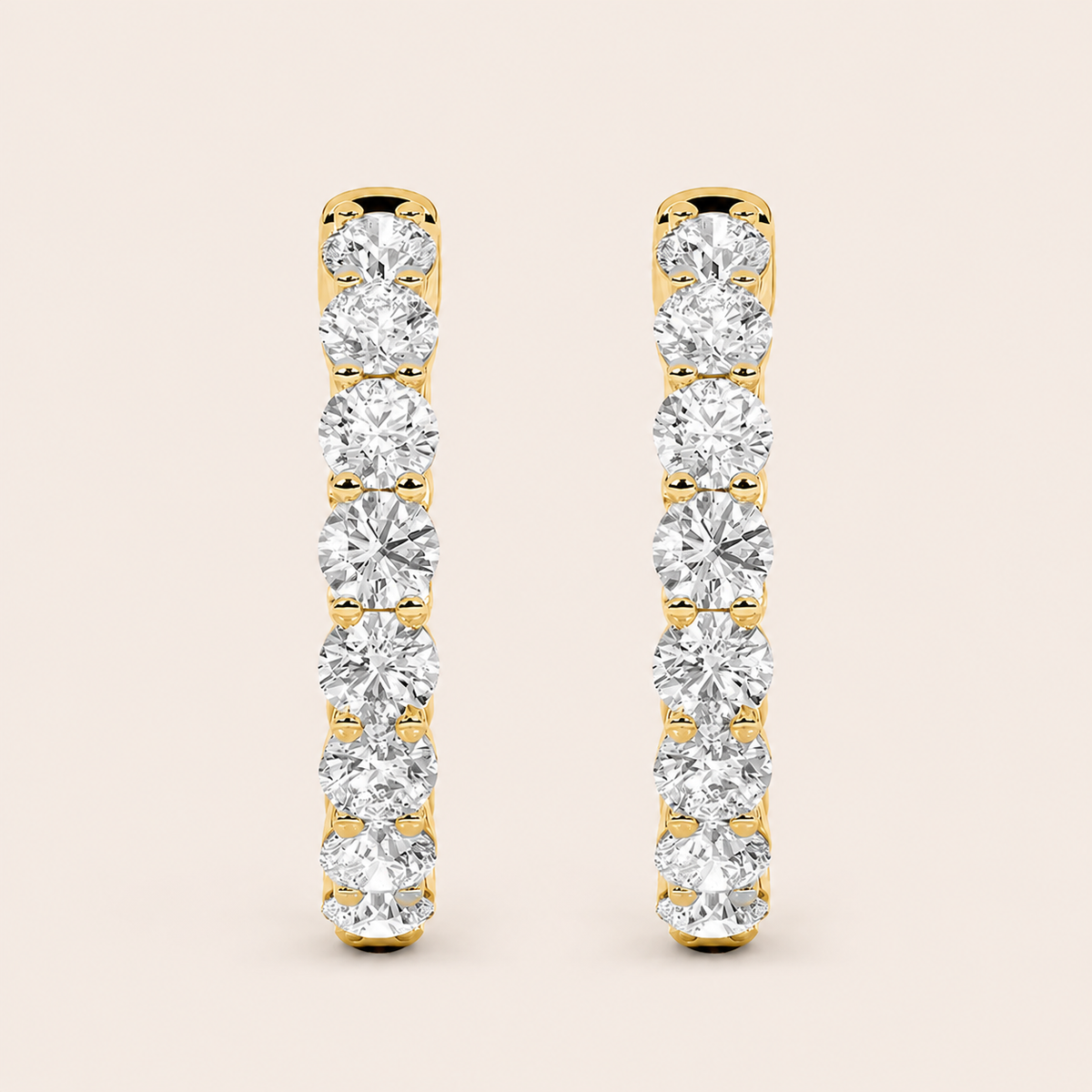 7CT Round Cut Lab Grown Diamond Inside Out Hoop Earrings