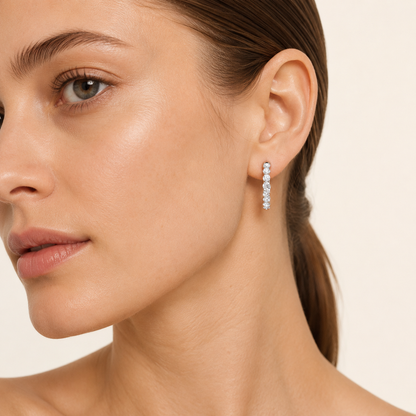7CT Round Cut Lab Grown Diamond Inside Out Hoop Earrings