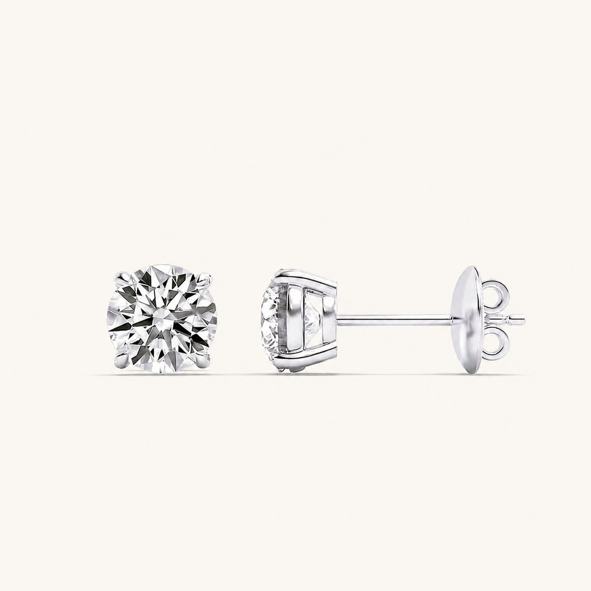7CT Round Cut Lab Grown Diamond Stud Earrings