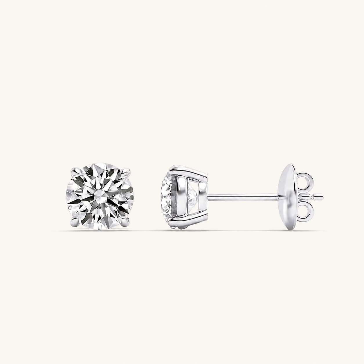 7CT Round Cut Lab Grown Diamond Stud Earrings