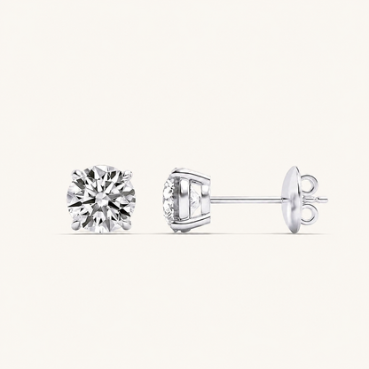 7CT Round Cut Lab Grown Diamond Stud Earrings