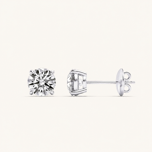 7CT Round Cut Lab Grown Diamond Stud Earrings