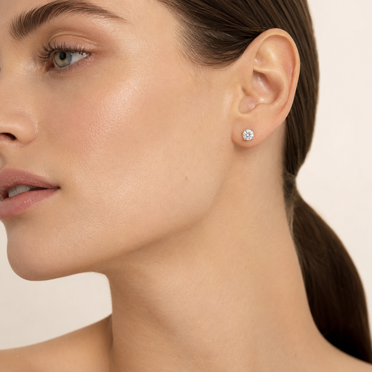7CT Round Cut Lab Grown Diamond Stud Earrings