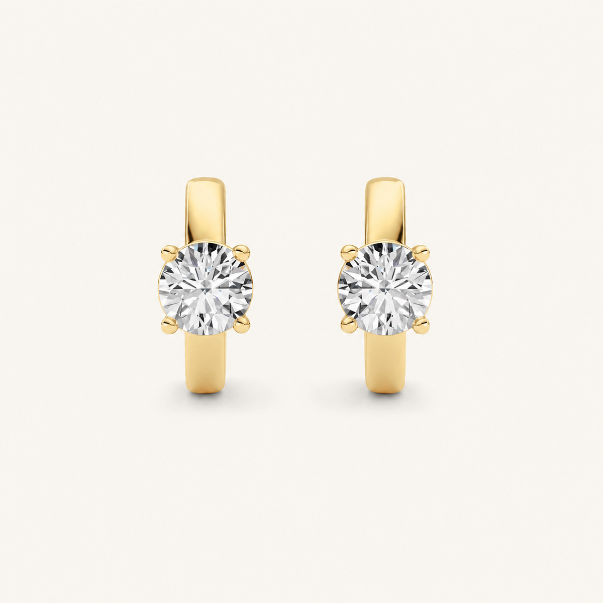 1CT Round Cut Lab Grown Diamond Huggie Earrings