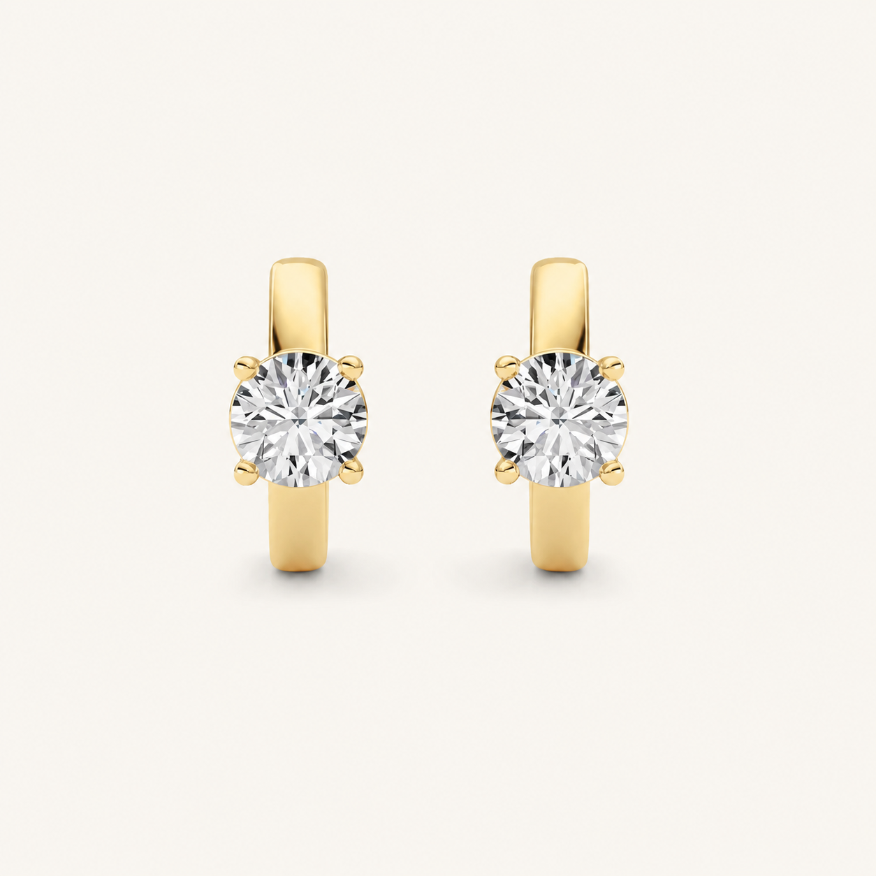 1CT Round Cut Lab Grown Diamond Huggie Earrings