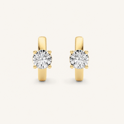 1CT Round Cut Lab Grown Diamond Huggie Earrings