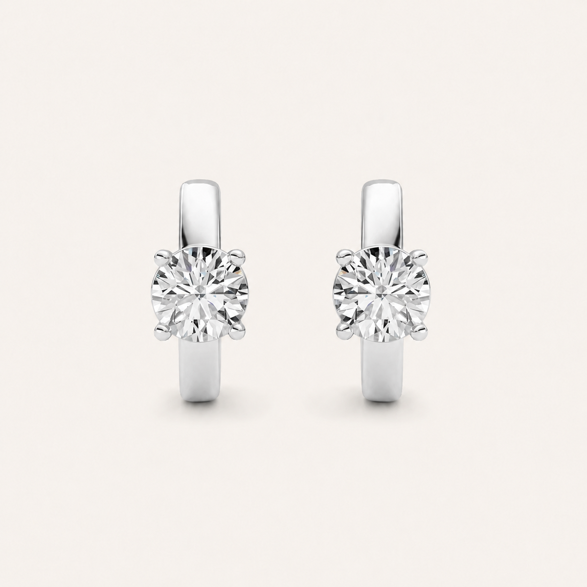 1CT Round Cut Lab Grown Diamond Huggie Earrings