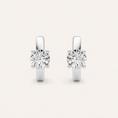 1CT Round Cut Lab Grown Diamond Huggie Earrings
