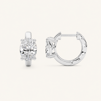 2CT Oval Cut Lab Grown Diamond Huggie Earrings