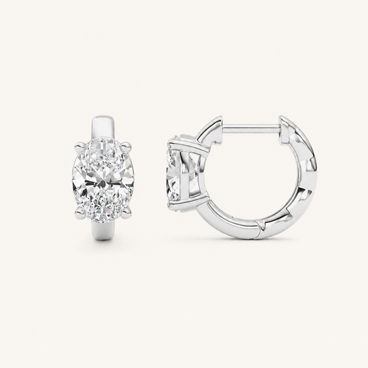 2CT Oval Cut Lab Grown Diamond Huggie Earrings