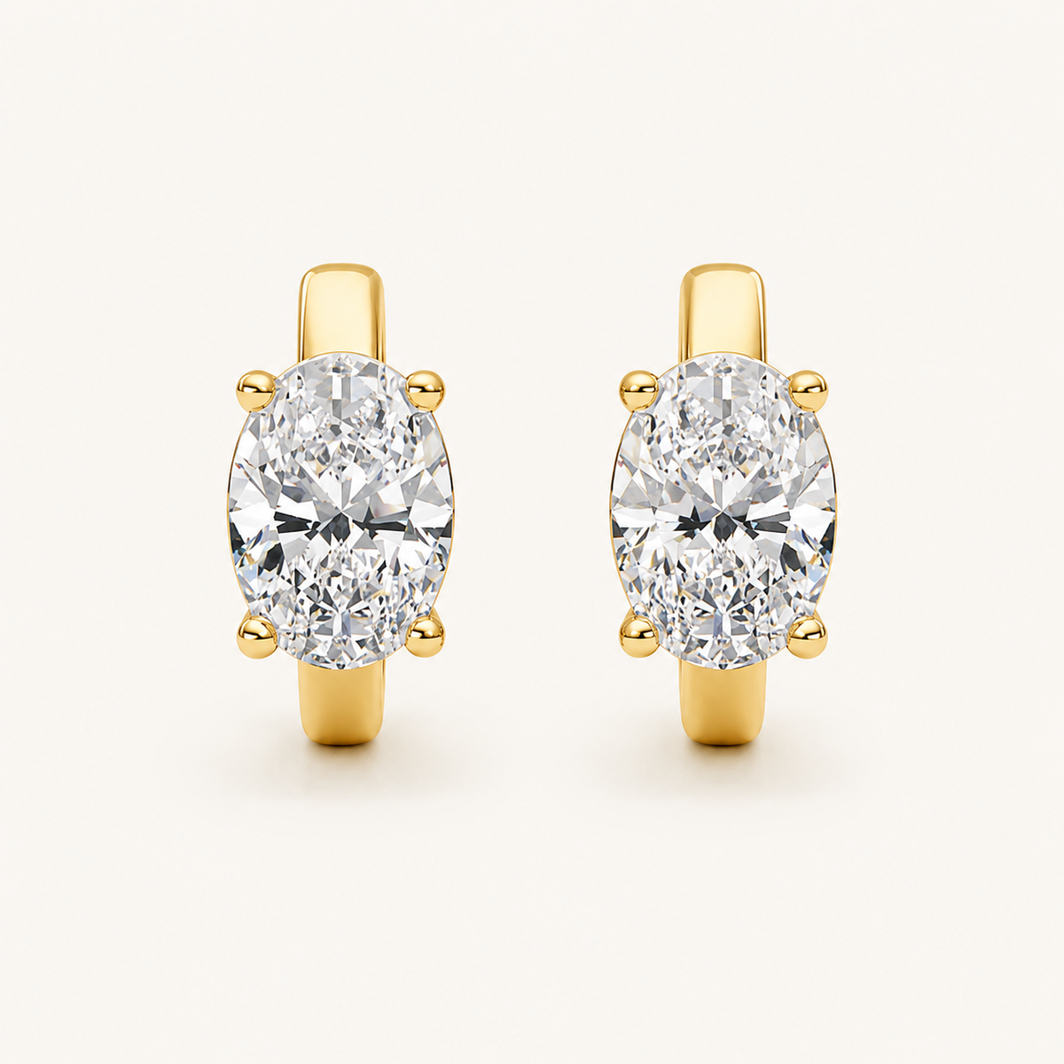 2CT Oval Cut Lab Grown Diamond Huggie Earrings