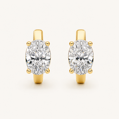 2CT Oval Cut Lab Grown Diamond Huggie Earrings