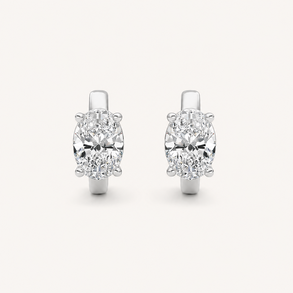 2CT Oval Cut Lab Grown Diamond Huggie Earrings